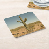 単独サボテン スクエアペーパーコースター (アングル)