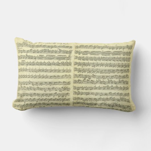 単独バイオリンのためのBach Partita音楽原稿 ランバークッション (正面)