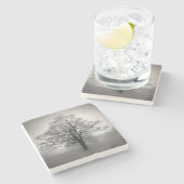 単独木の石のコースター ストーンコースター (横)