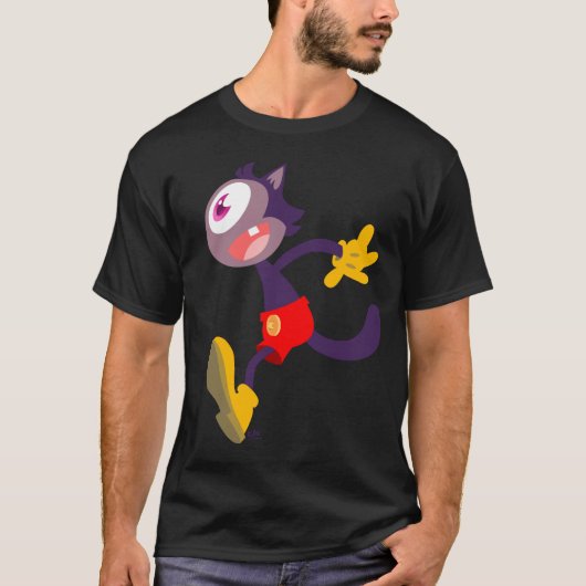 単眼猫漫画ダークTシャツ Tシャツ (正面)