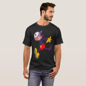 単眼猫漫画ダークTシャツ Tシャツ (正面フル)