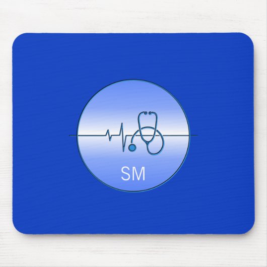 単眼青色の医聴診器ハートビート マウスパッド (正面)