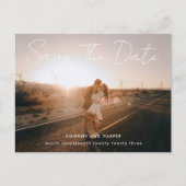単純なエレガント写真の白い文字日付を保存 案内ポストカード (正面)