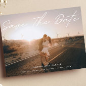 単純なエレガント写真の白い文字日付を保存 案内ポストカード