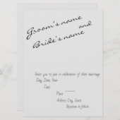 単純なシンプル結婚式招待状 招待状 (正面/裏面)