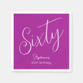 単純なモダンスクリプトDark Pink 60誕生日 スタンダードカクテルナプキン (正面)