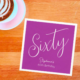 単純なモダンスクリプトDark Pink 60誕生日 スタンダードカクテルナプキン