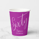 単純なモダンスクリプトDark Pink 60誕生日 紙コップ (裏面)