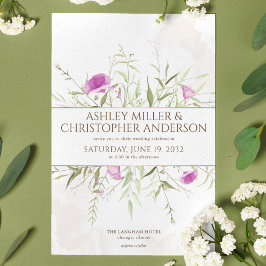 単純なラベエレガントンダーワイルドフラワーフレーム結婚ズ 招待状