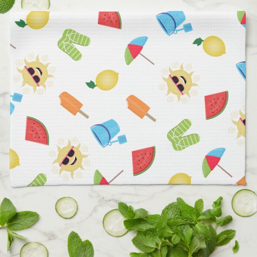 単純な夏 キッチンタオル (折り畳み)