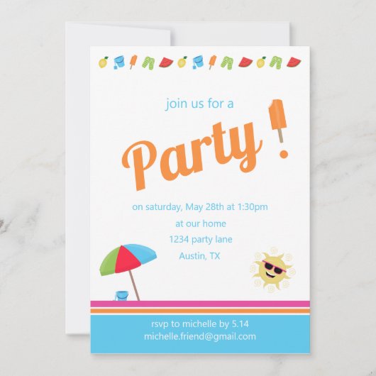 単純な夏 招待状 (正面)