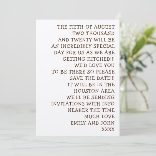 単純な言葉の非公式とおもしろい結婚の セーブザデート (スタンド正面)