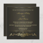 単純な金ゴールド 招待状 (正面/裏面)