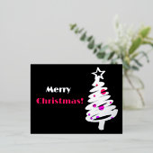 単純な銀のクリスマスツリー黒い黒 箔シーズンポストカード (立ち正面)