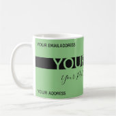 単純にエレガント緑の黒ストライプ色の名刺 コーヒーマグカップ (左)