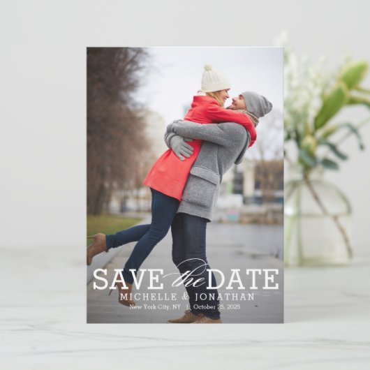 単純にタイムレス編集可能なカラー日付カードを保存 サンキューカード (スタンド正面)