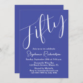 単純にモダンスクリプトLavender 50誕生日 招待状 (正面/裏面)