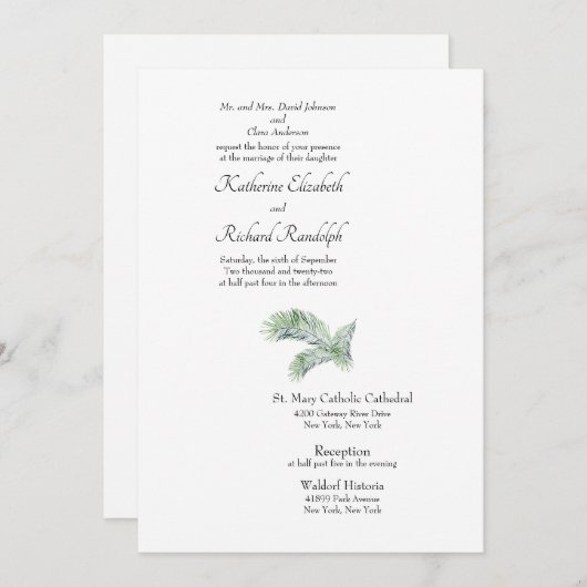 単純に熱帯エレガントのヤシの離婚した親 招待状 (正面/裏面)