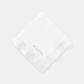 単純に白モダンのスクリプト名 縁ありカクテルナプキン (角)