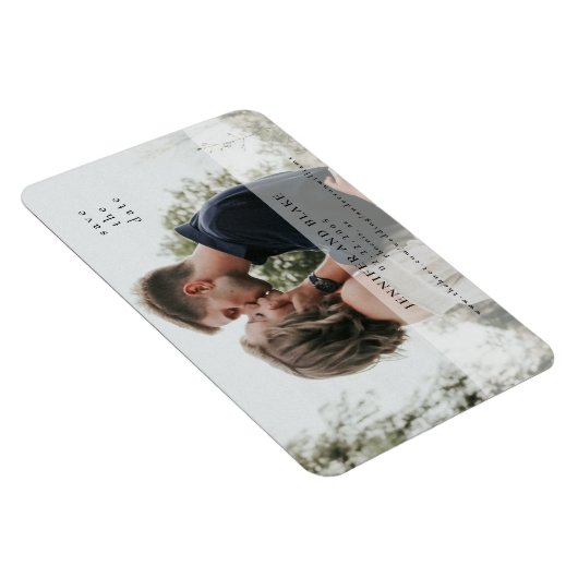 単純に私たち写真結婚式の日付を保存 マグネット (右側)