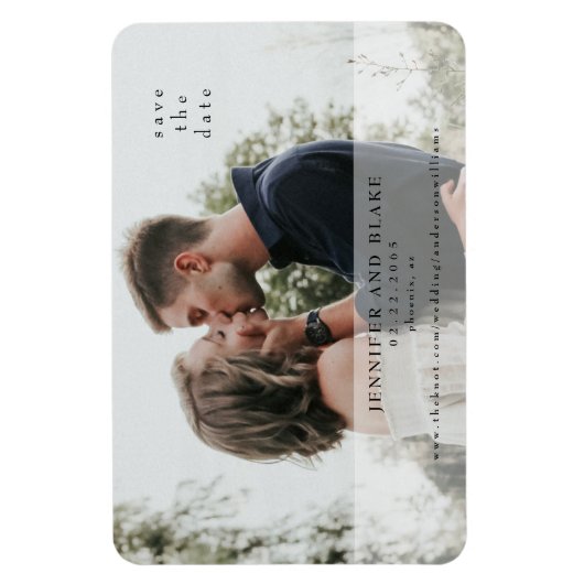 単純に私たち写真結婚式の日付を保存 マグネット (縦)