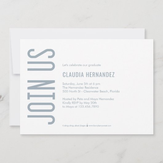 単純に編クール集できるカラー卒業招待状 招待状 (裏面)