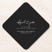 単純に黒モダンフォント結婚式の日付を保存 ペーパーコースター (正面)