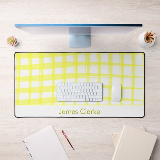 単純イエロモダンー格子デザイン デスクマット (オフィス1)