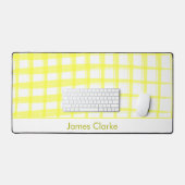 単純イエロモダンー格子デザイン デスクマット (キーボード&マウス)