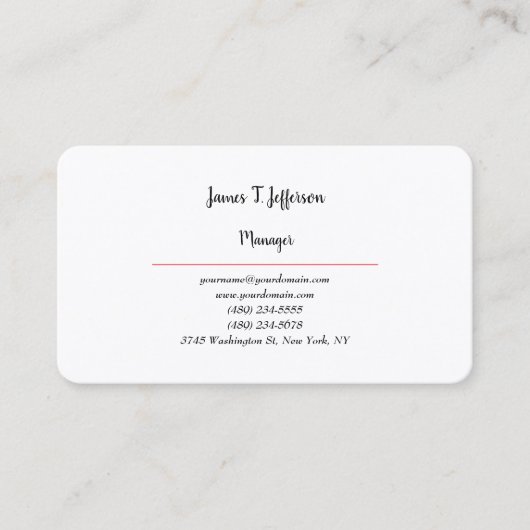 単純クラシカルミニマル白カスタム色 名刺 (正面)