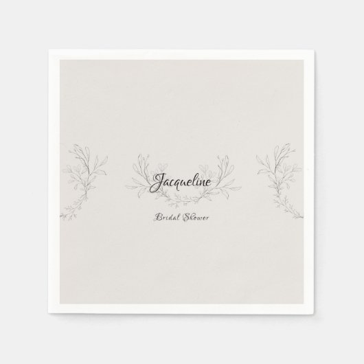 単純スクリプエレガントト中立ブライダルシャワー スタンダードカクテルナプキン (正面)
