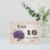 単純ピーチパープルハートリーフツリーテーブル番号 ポストカード (スタンド正面)