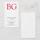 単純ミニマモダンリスト白赤モノグラム 名刺 (正面/裏面)