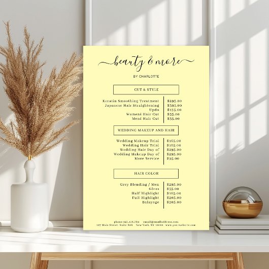 単純モダンサロン価格表 ポスター