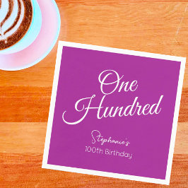 単純モダンスクリプトDark Pink 100誕生日 スタンダードカクテルナプキン