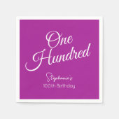 単純モダンスクリプトDark Pink 100誕生日 スタンダードカクテルナプキン (正面)