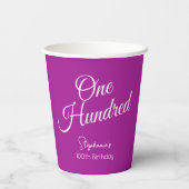 単純モダンスクリプトDark Pink 100誕生日 紙コップ (裏面)