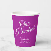 単純モダンスクリプトDark Pink 100誕生日 紙コップ (正面)