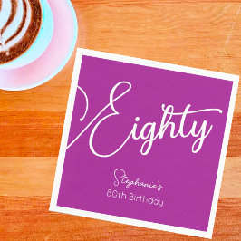 単純モダンスクリプトDark Pink 80誕生日 スタンダードカクテルナプキン