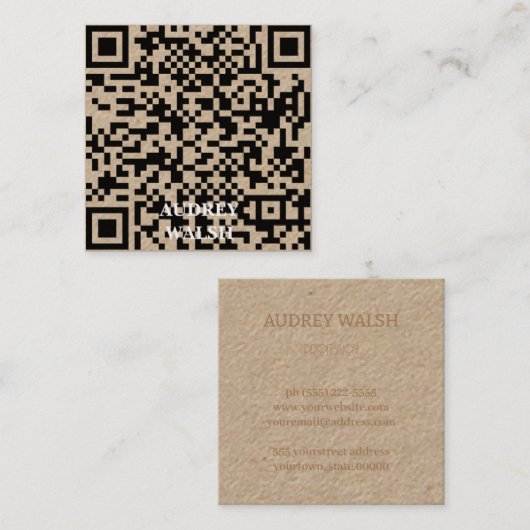 単純モダンQuarコードスクエアビジネススクエアバス スクエア名刺 (正面/裏面)