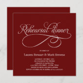 単純リエレガントハーサルディナー招待状(赤) 招待状 (正面/裏面)