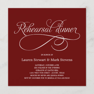 単純リエレガントハーサルディナー招待状（赤） 招待状