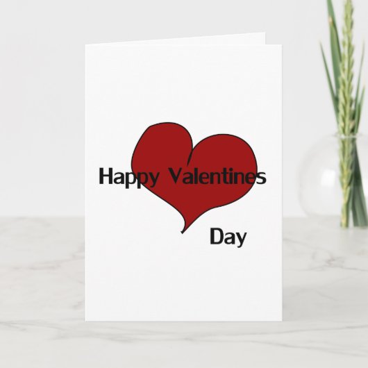 単純化された赤いハートメッセージ>バレンタインデイカード シーズンカード (正面)