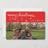 単純化された赤い白のストライプクリスマス シーズンカード (正面)