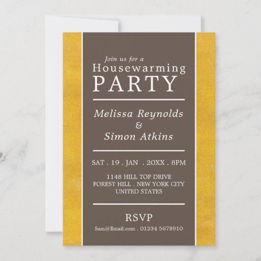 単純化タイポグラフィ、引っ越し祝いパーティーパーティー招待状 案内状 (正面)