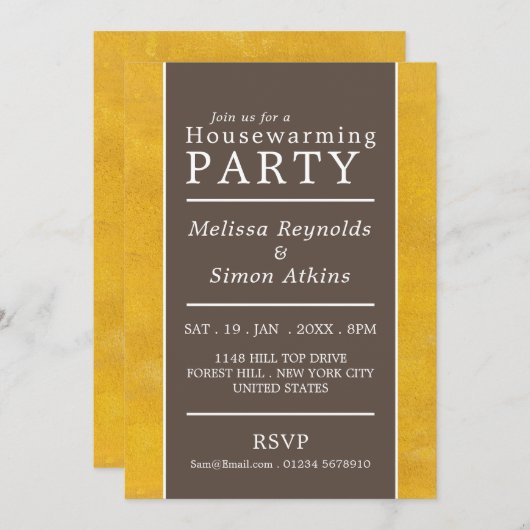 単純化タイポグラフィ、引っ越し祝いパーティーパーティー招待状 案内状 (正面/裏面)