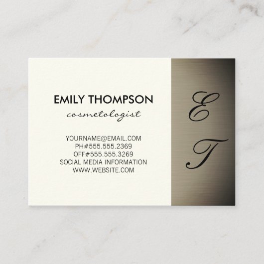 単純化モノグラム（黄色オフ）アポイントメント 予約カード (正面)