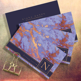 単純大理石モノグラムパープルおよび金ゴールド標準ID672 名刺