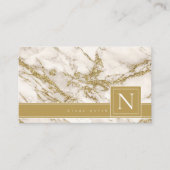 単純大理石モノグラムブラック/金ゴールド標準ID672 名刺 (正面)