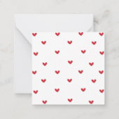 単純明快モダン赤いハートバレンタイン ノートカード (裏面)